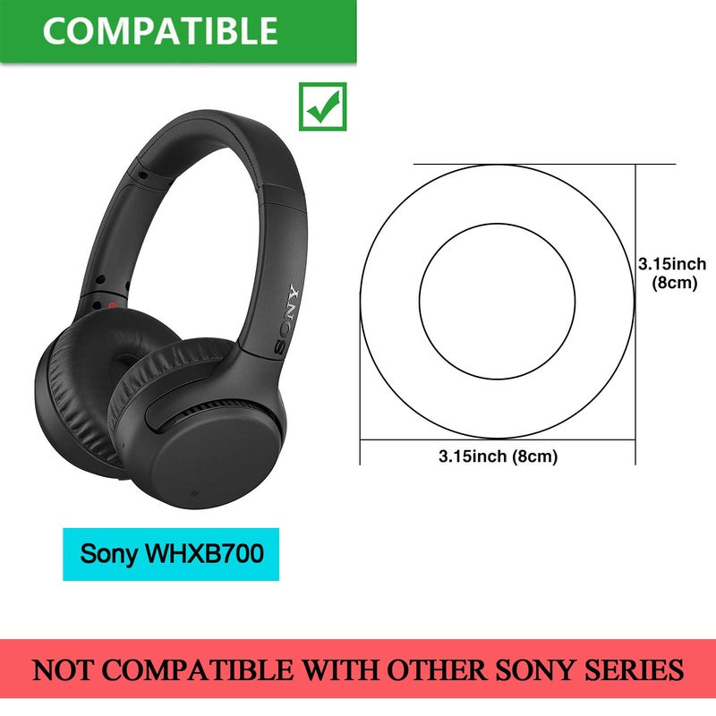 Jarmor WHXB700 Earpads, Replacement Memory Foam & Protein Leather Ear Cushion Pads Cover for Sony WH-XB700 Wireless Extra Bass Bluetooth On Ear Headphones ONLY (Black) - Image 2